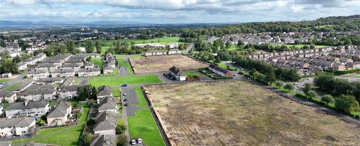 Aerial photo over the Howwood Road area of Johnstone where new council houses are being built