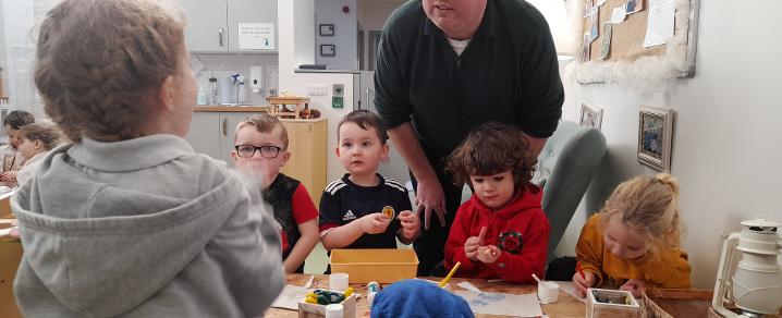 Education Convener, Councillor Jim Paterson, at Lochfield Early Learning and Childcare Centre, Paisley