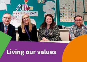 Image of Project Search team with living our values banner