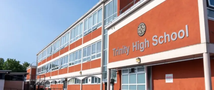 Exterior of Trinity High School in Renfrew