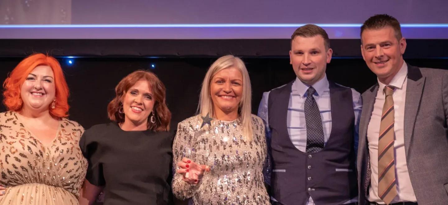 Clare Crangle, Julie McBride and Liam Cowan with Michelle McManus and other presenter.