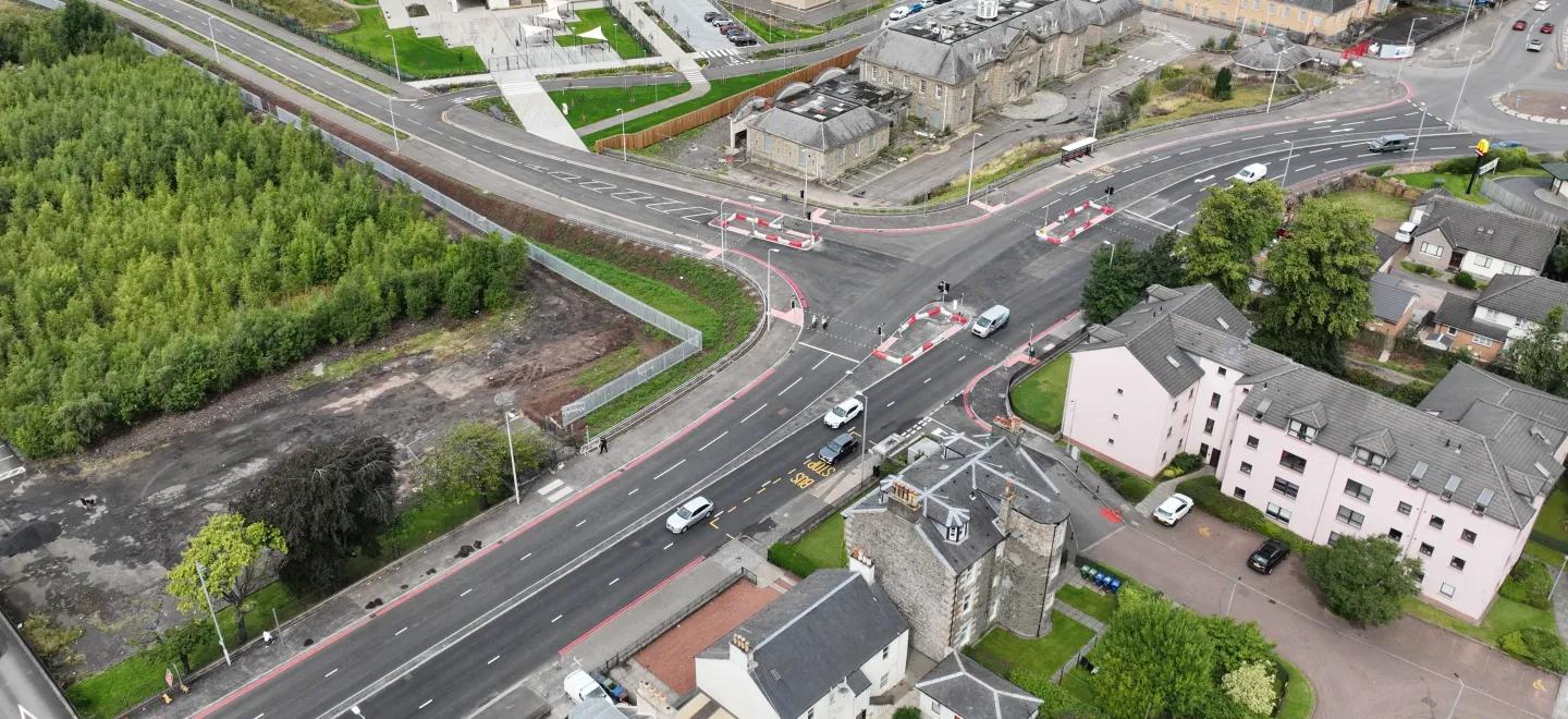 aerial view of the new junction at Renfrew Road and New Grammar Road