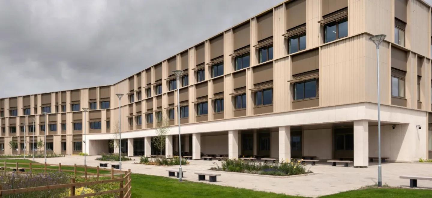 Pupil entrance of new Paisley Grammar School Community Campus.