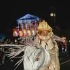 A man wearing an illuminated knight costume taking part in the Paisley Halloween Festival parade